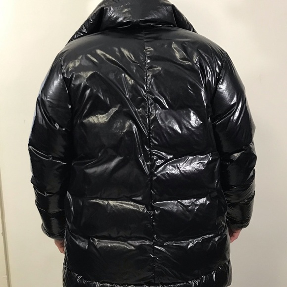 Bacon Women Small Black Shiny Pocketed Zippered Hooded Down Puffer Jacket - Picture 16 of 16